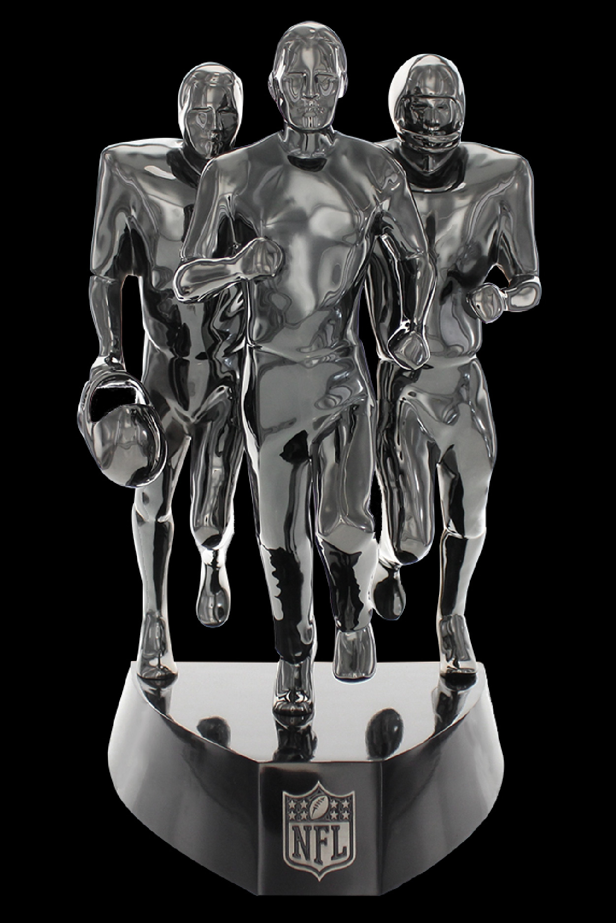 Custom Bronze trophy statue of NFL Football players running 